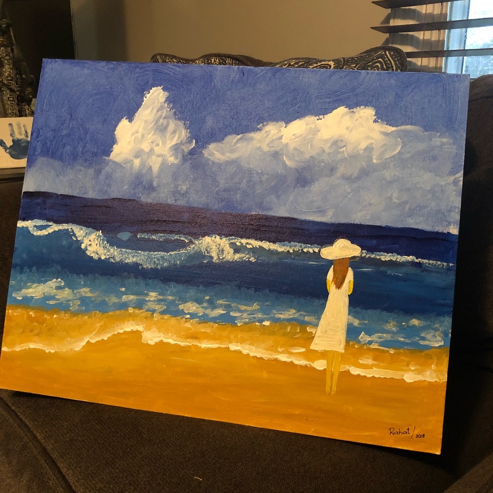 Sea shore captured in acrylic